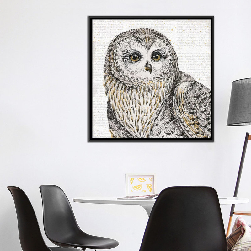 «Beautiful Owls II», impression sur toile, H 18 po x l 18 po x P 1,5 po, Toile avec cadre noir, Pas de tapis