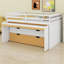 Lit mezzanine fonctionnel avec lit gigogne, bureau coulissant et tiroirs de rangement-436897034-436897045