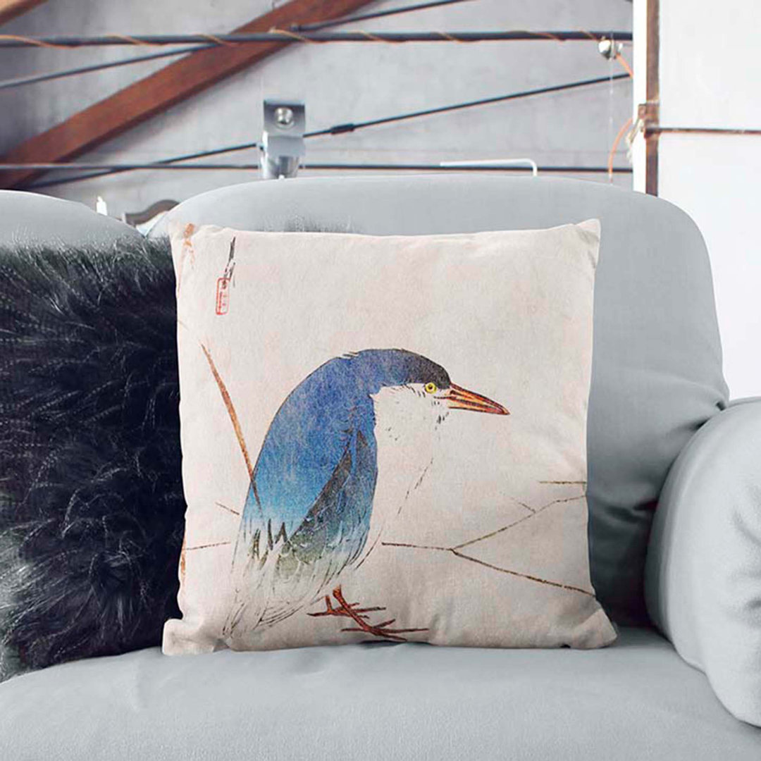 Blue Bird by Ogata Gekko Cushion with Filling