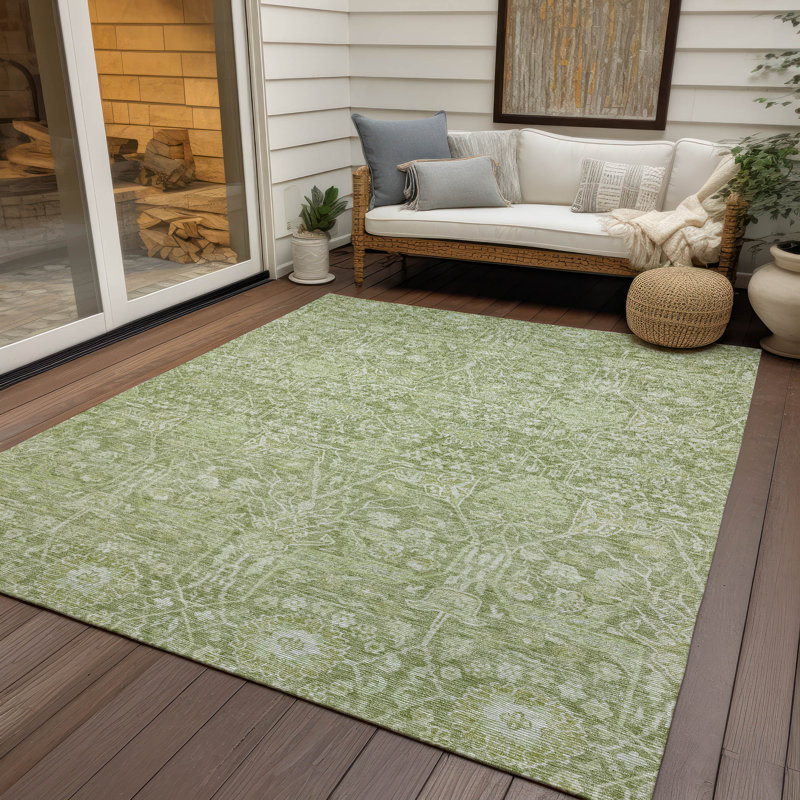 Tapis intérieur / extérieur vert Mila , 10 pi x 14 pi