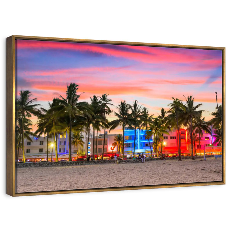Miami Beach, États-Unis, Cadre flottant doré, 37 po x 25 po