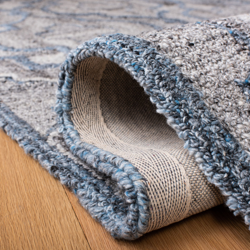 Tapis gris touffeté à la main à motif géométrique Meracia, Rectangle 9 pi x 12 pi