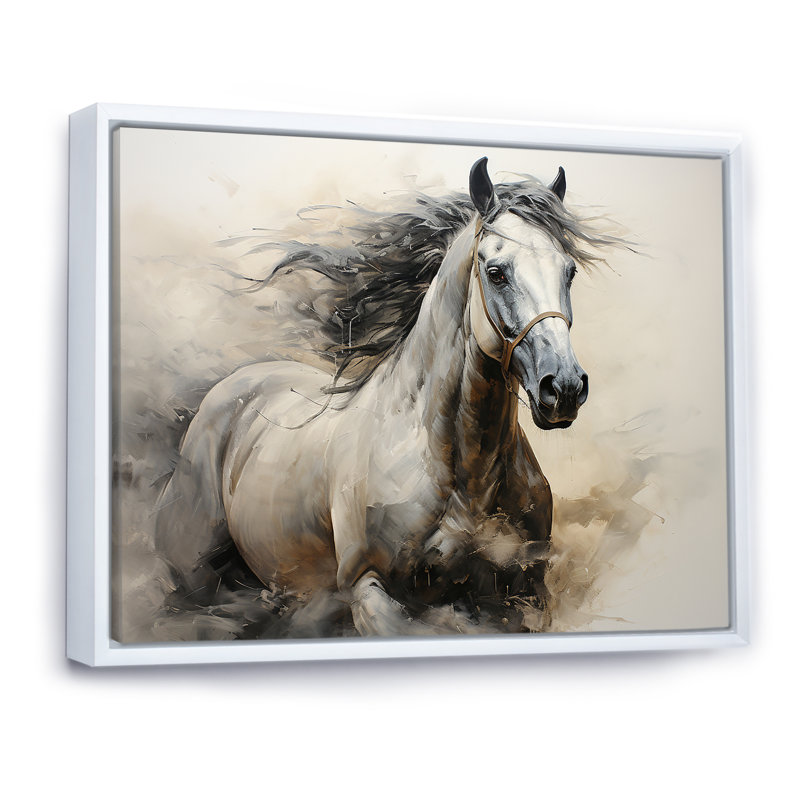 Hooves in Harmony Horse I - cheval, art mural, H 24 po x l 32 po x P 1 po, Cadre flottant blanc