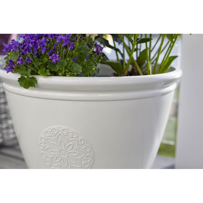Eden Emblem Plant Pot - Plastic, Grey, 38cm H x 45cm W x 45cm D