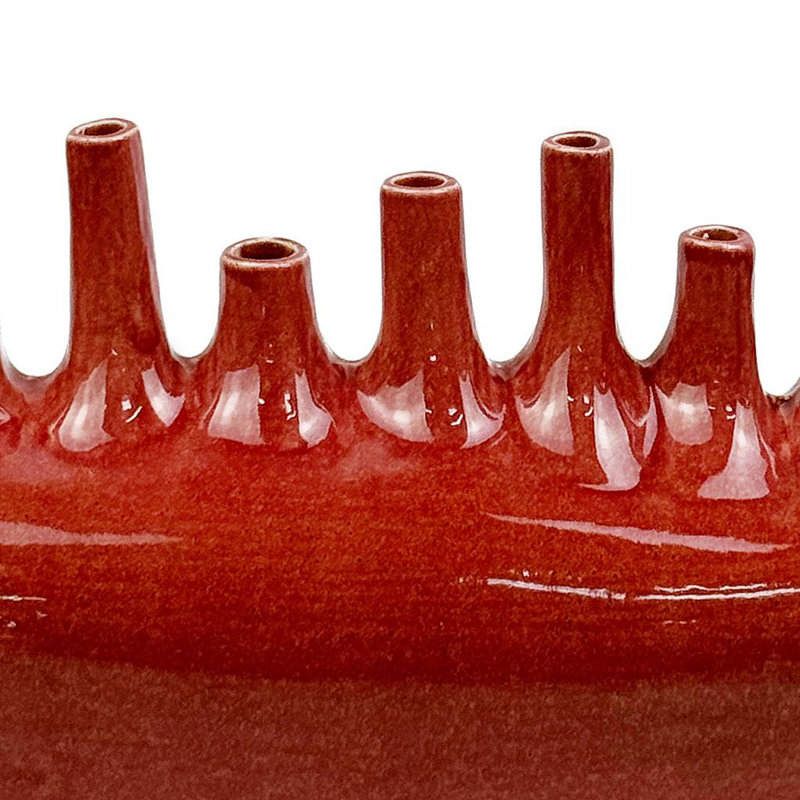 Modern Ceramic Candelabra Centerpiece, Red