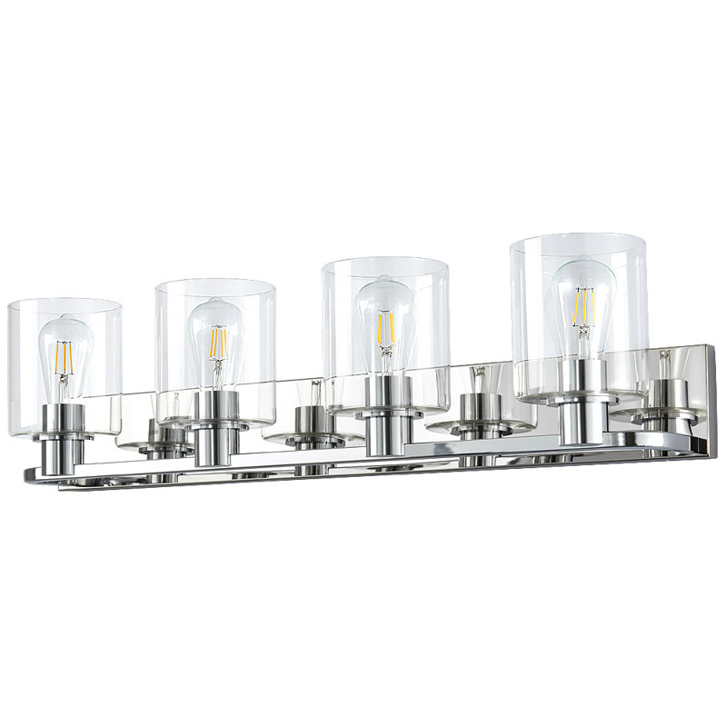 Dimmable 4-Light Bathroom Vanity Light Fixtures, Silver