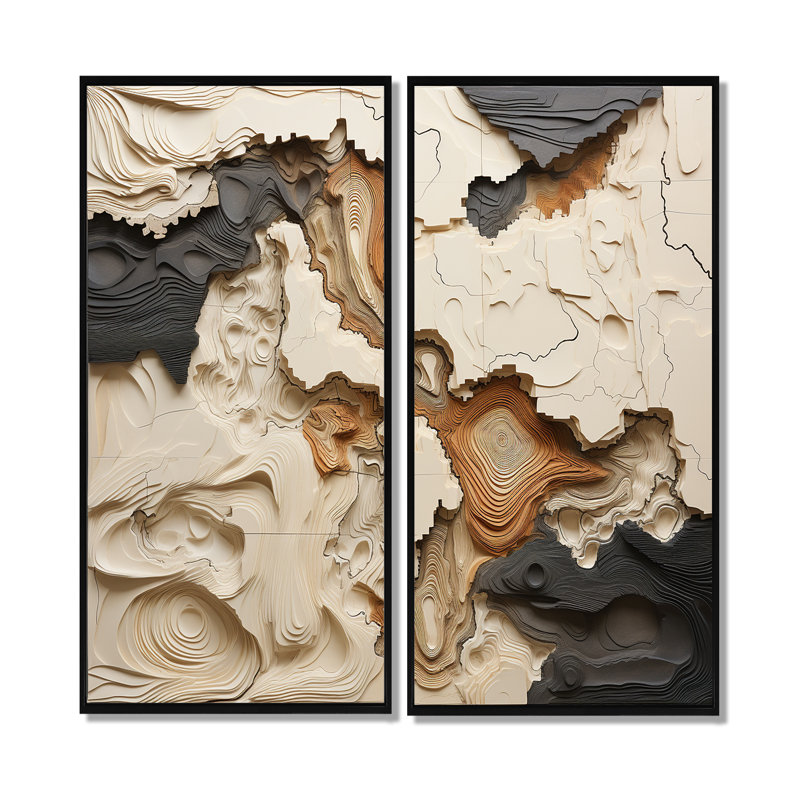 Art mural sur toile beige et brun, Impression encadrée flottante sans passe-partout, H 32 po x l 32 po, Noir