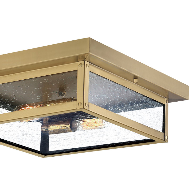 Glass Flush Mount, Antique Brass