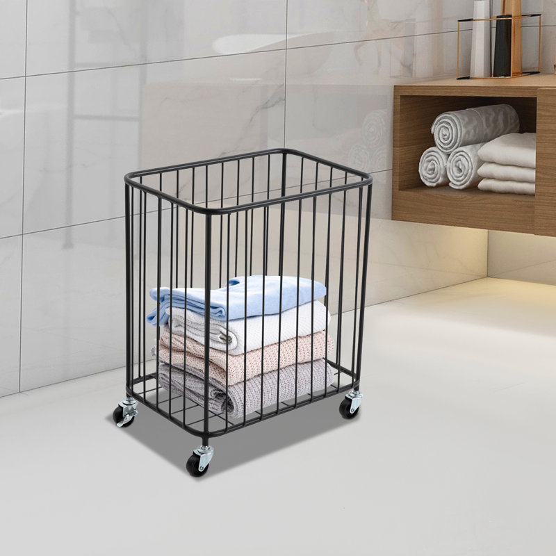 Large-Size Metal Laundry Basket Cart