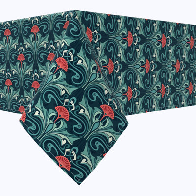 Rectangular Tablecloth, 100% Cotton, Floral 138