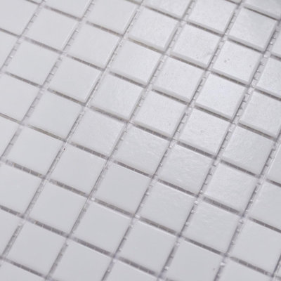 Tuile de mosaïque en verre blanc de 11,5 pi² pour piscine, douche de salle de bain et dosseret de cuisine (ensemble de 10, 12,9 po x 12,9 po)