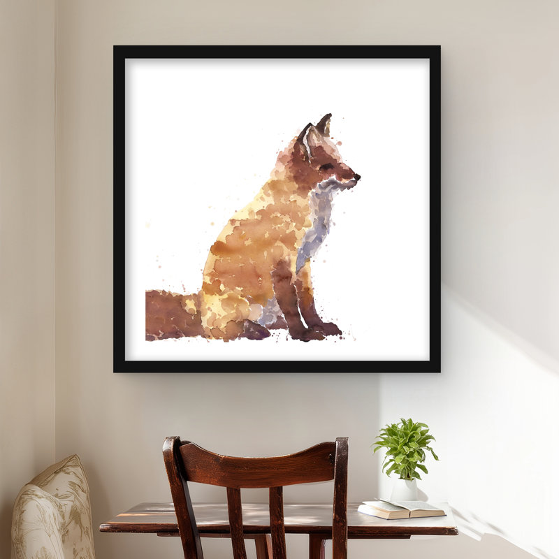 Renard roux encadré, reproduction mat