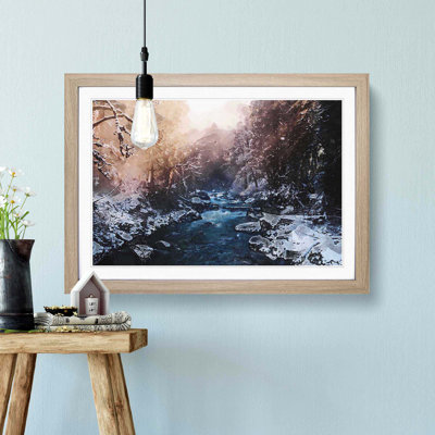 Winter Forest & Stream in Canada in Abstract - Framed Print