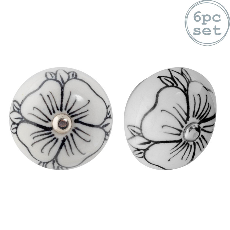 Nicola Spring - Round Ceramic Cabinet Knobs - Black Bud