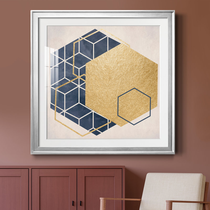 Geo I - cadre photo, Papier avec cadre argenté, H 26,5 po x l 26,5 po x P 1,5 po