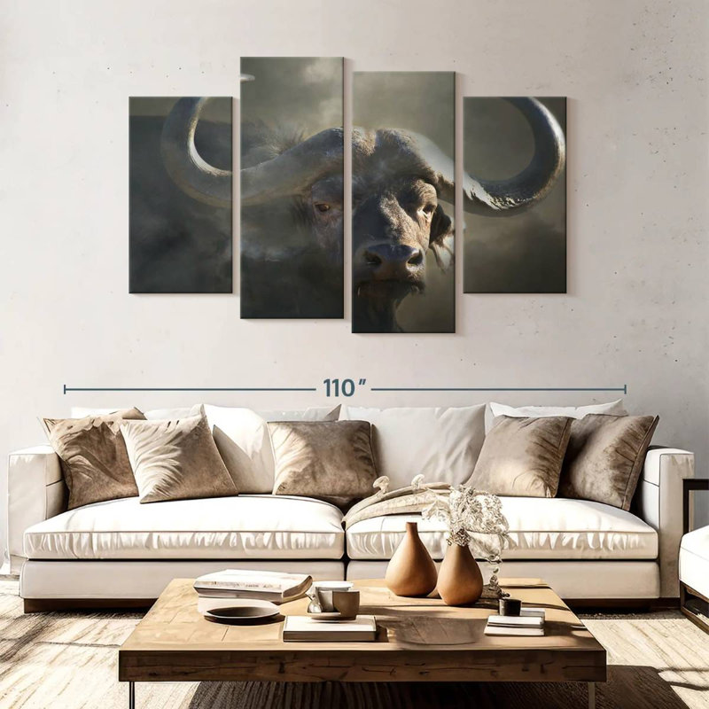 Brampt Cape Buffalo, 54" H x 84" W