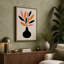 Vase with Radiating Leaves Mid-Century 1 Piece Wrapped Canvas Wall Art-1112587087-1112587084