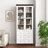 White MDF Display Storage Cabinet,Tall Kitchen Pantry Cabinets With Glass Doors And Adjustable Shelves,Freestanding Storage Cupboard For Kitchen, Living Room