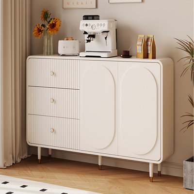 Meuble de rangement latéral crème de style français