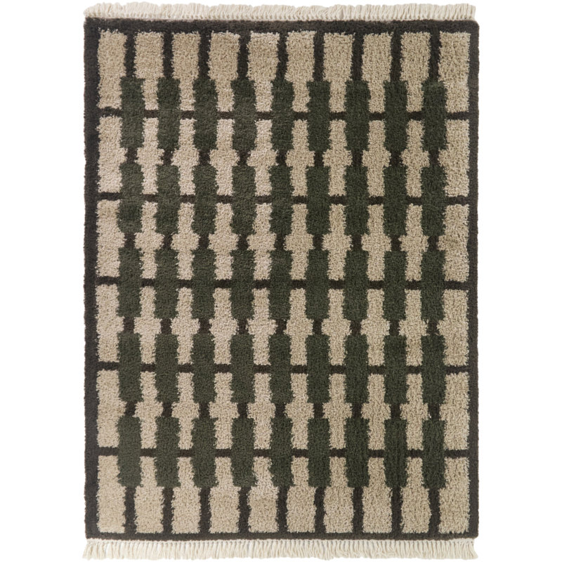 Meeks Green Geometric Grid Area Rug, Rectangle 7'10" x 10'