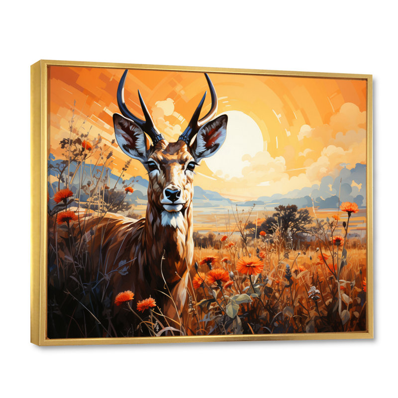 «Bilgin Gazelle Landscape I», reproduction, H 30 po x l 40 po x P 1,5 po, Cadre flottant doré
