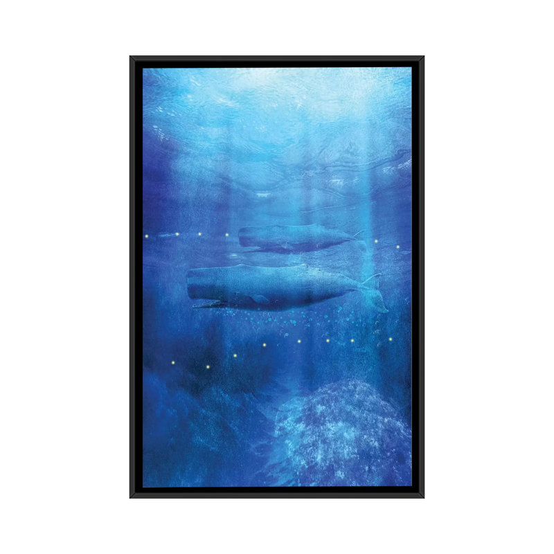 «Save the Whales» par Viviana Gonzalez - reproduction imprimée, Non mat, H 40 po x l 26 po x P 1,5 po, Toile avec cadre noir