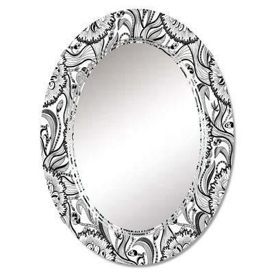 Monochrome Shapes III - Patterned Wall Mirror Oval