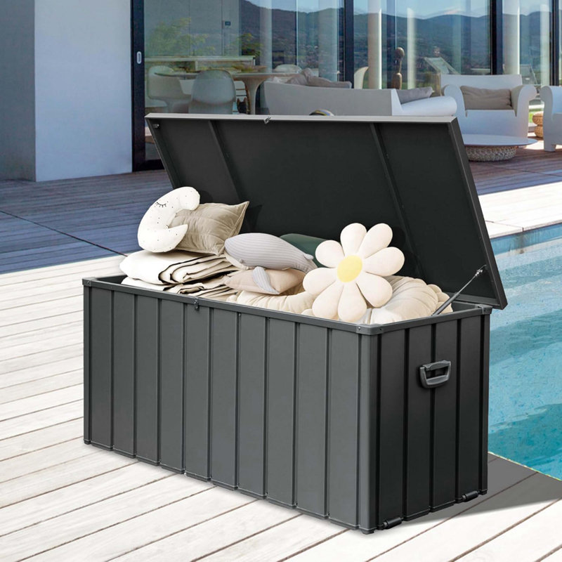 Coffre de terrasse en métal 190 gallons, Gris foncé
