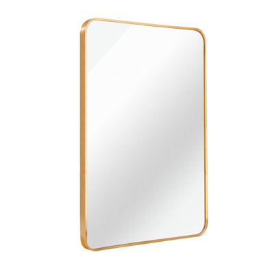 24X36 Inch Gold Metal Framed Rectangular Bathrrom Mirror For Wall.(W2203P183175)