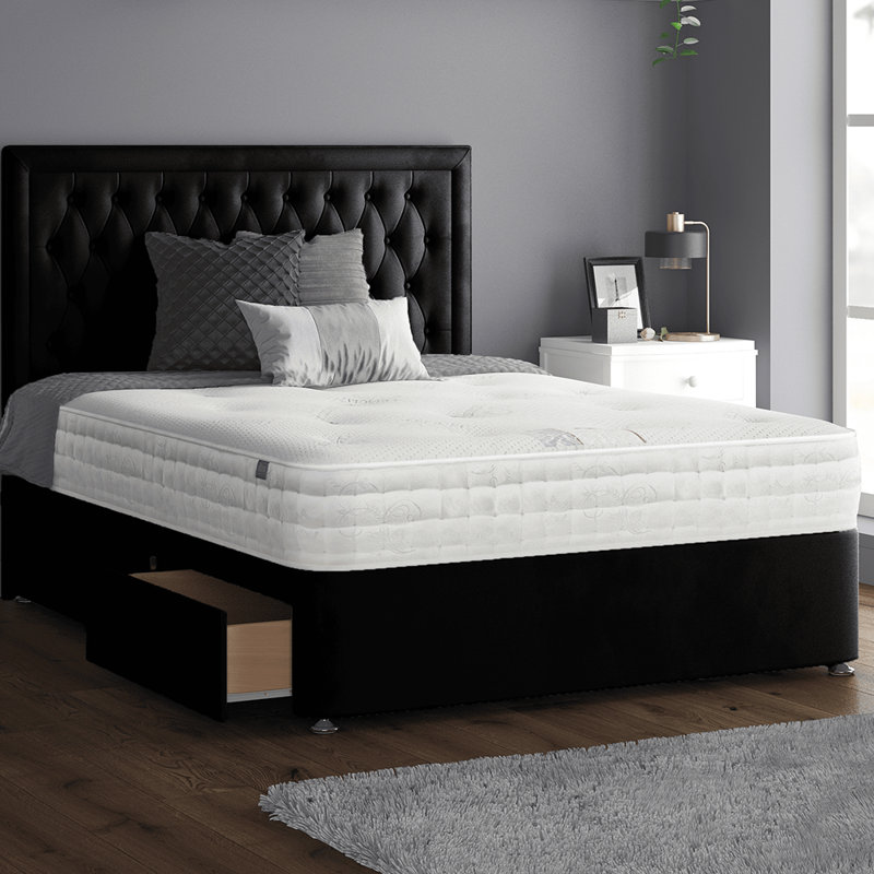 Gallego Divan Bed Base, Black, Single (3'), 2 Left Drawers