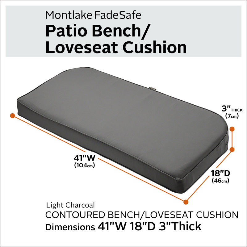 Pina Outdoor 3'' Bench Seat Cushion, Light Charcoal Gray