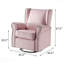Chaise pivotante rose avec accoudoirs roulés idéaux pour les chambres à coucher avec garniture cloutée