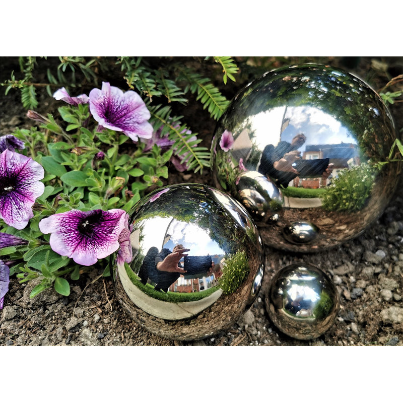 Dayah Stainless Steel Gazing Ball, Polished