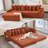 110.75 Inch Modular L Shaped Sofa With Movable Footstool, Cup Holders, And 8 Throw Pillows, Unfolds Into A Bed-80926482