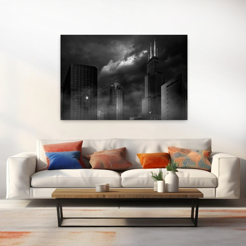 «Chicago Storm», art contemporain abstrait, art mural de la ville, H 40 po x l 60 po