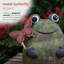 Statue de jardin grenouille avec papillon H 20 po