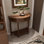 Console demi-cercle en bois massif brun
