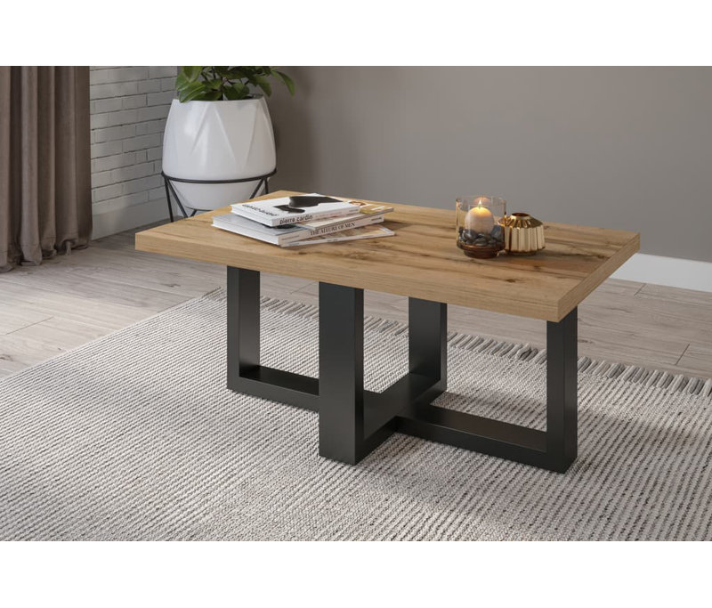 Shuyao Coffee Table with Storage, Oak/Black