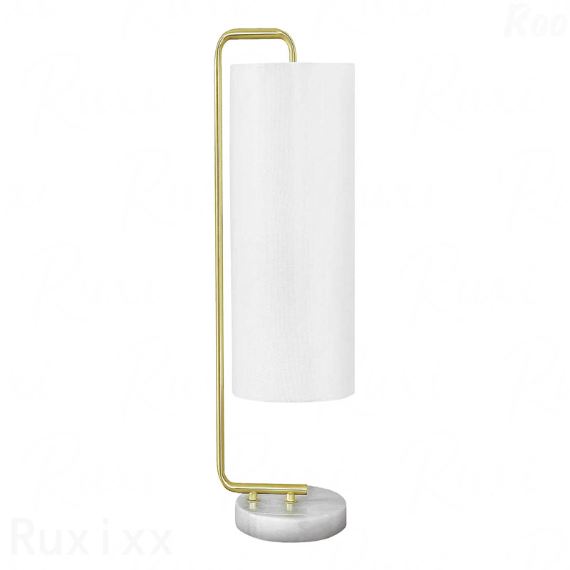 Lampe de table - H 20 po, base en marbre, ivoire et abat-jour crème