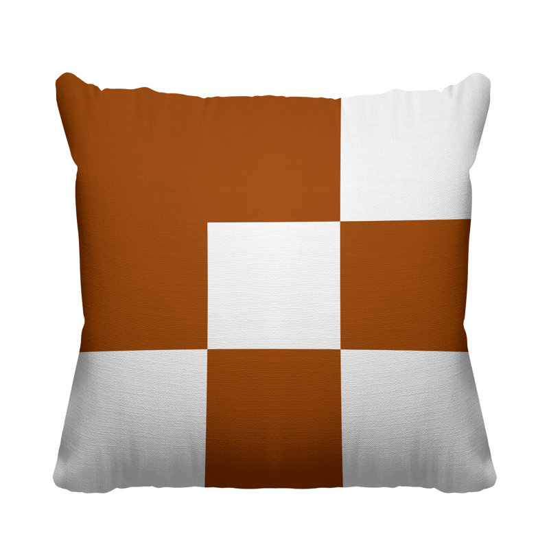 Coussin décoratif intérieur / extérieur Marcia, L 15 po x H 15 po, Orange brûlé