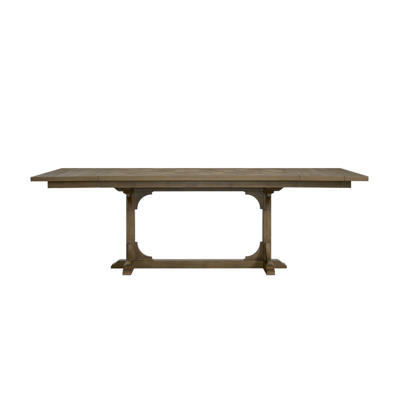 Table de salle à manger extensible à hauteur de comptoir Deemston avec plateau géométrique et 2 feuilles - finition amande