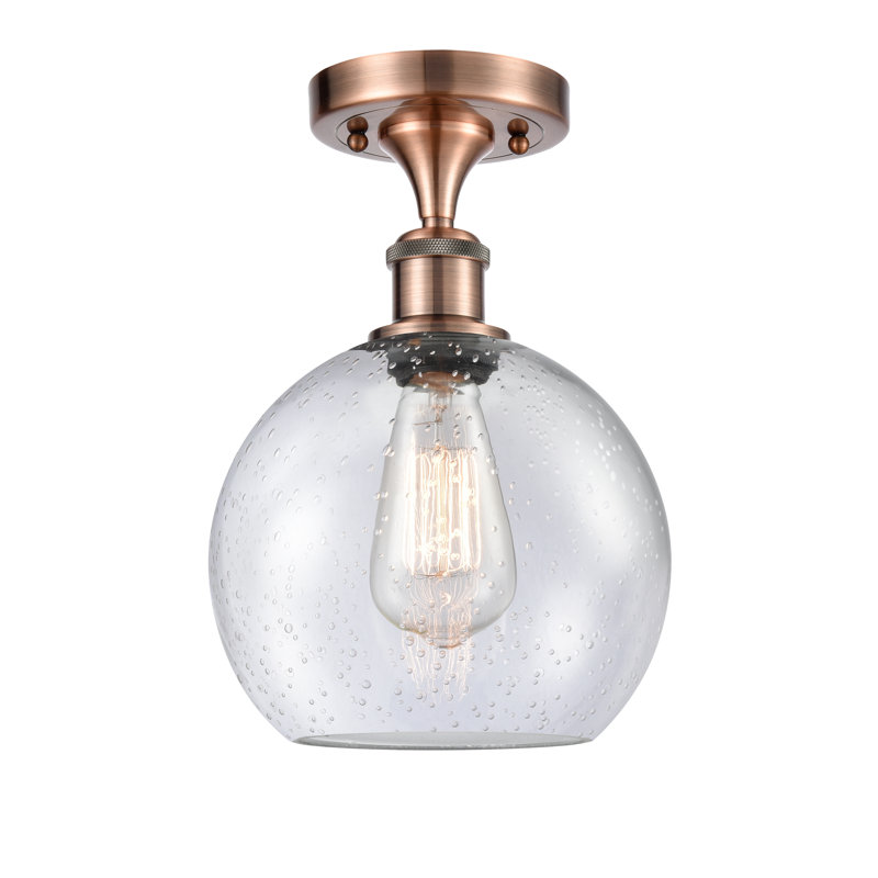 Plafonnier semi-encastré 8 lumières Baptista, Cuivre antique, Grainé, 12'' H X 8'' W X 8'' D