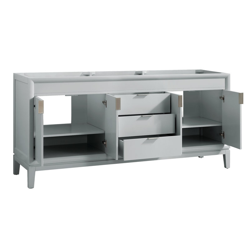 Ensemble de meuble-lavabo double 73 po Emma, Marbre blanc de Cala, Gris colombe
