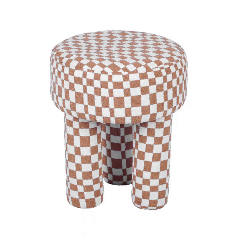 35.6cm Wide Round Chequered Standard Ottoman