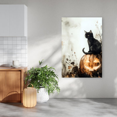 Art mural de chat et de citrouille Balck