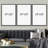 Geometric Line Black Tan Industrial Line Art Pattern Abstract Shapes Cozy Neutral Framed On Canvas 3 Pieces Print-90847565-90847567