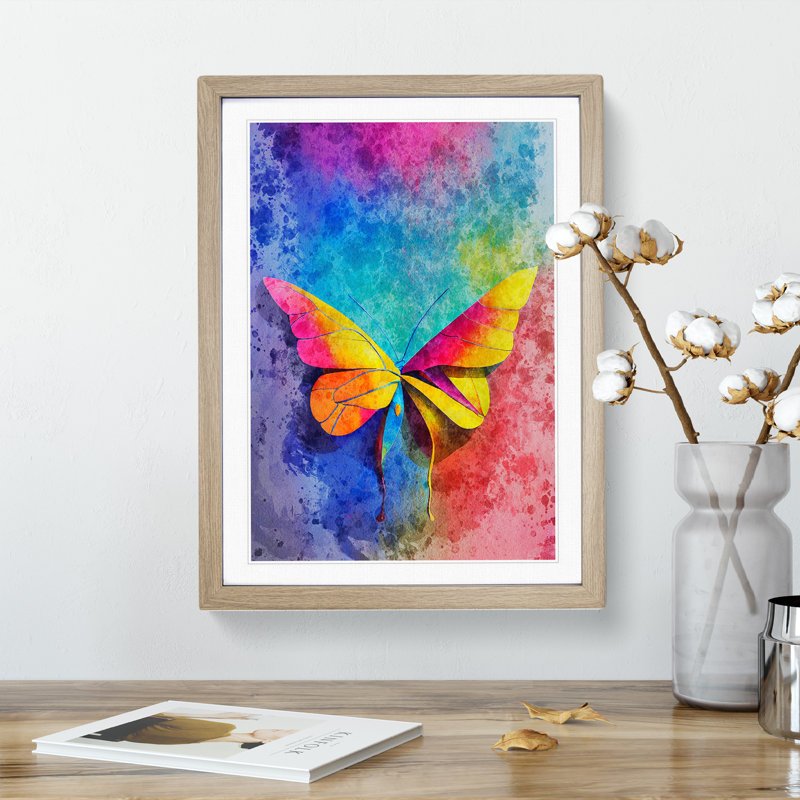 XV1022-4024X Special Butterfly - Single Picture Frame Print, 34cm H x 25cm W x 2cm D, Oak