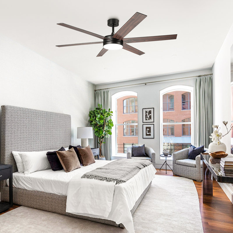 Vaczon 60" Modern Smart Large Ceiling Fan with Dimmable 3CCT LED Lights, 6-Speed Reversible DC Motor, Timer, Remote and App Control