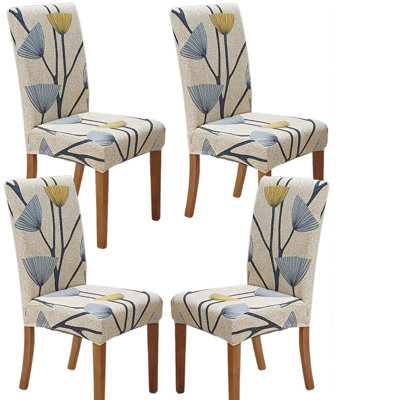 Chair Covers For Dining Room Set Of 4, Stretch Dining Chair Cover, Washable Spandex Kitchen Parsons Chair Slipcovers, Removable Seat Protector For Home Or Party (4Pack, Floral Bloom)