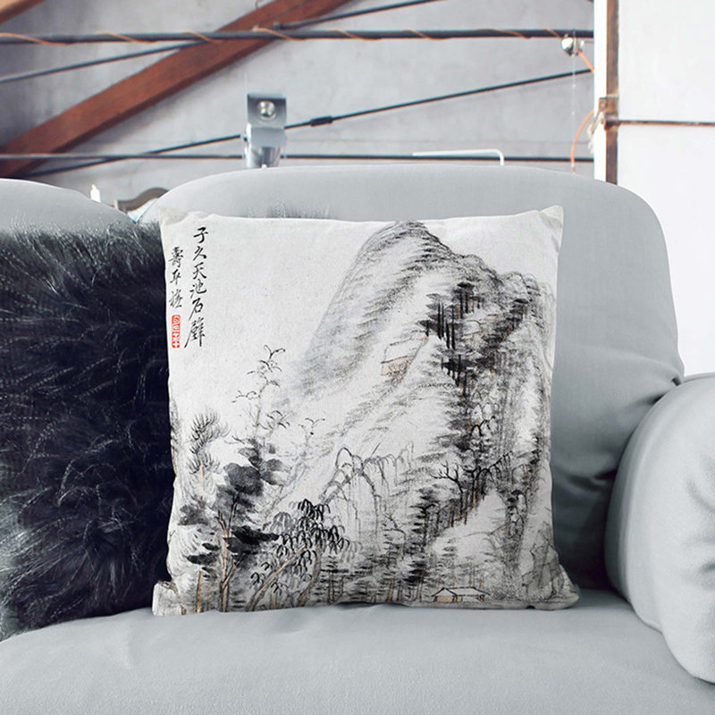 Abstract Square Cushion, 55cm H x 55cm W x 20cm D, White